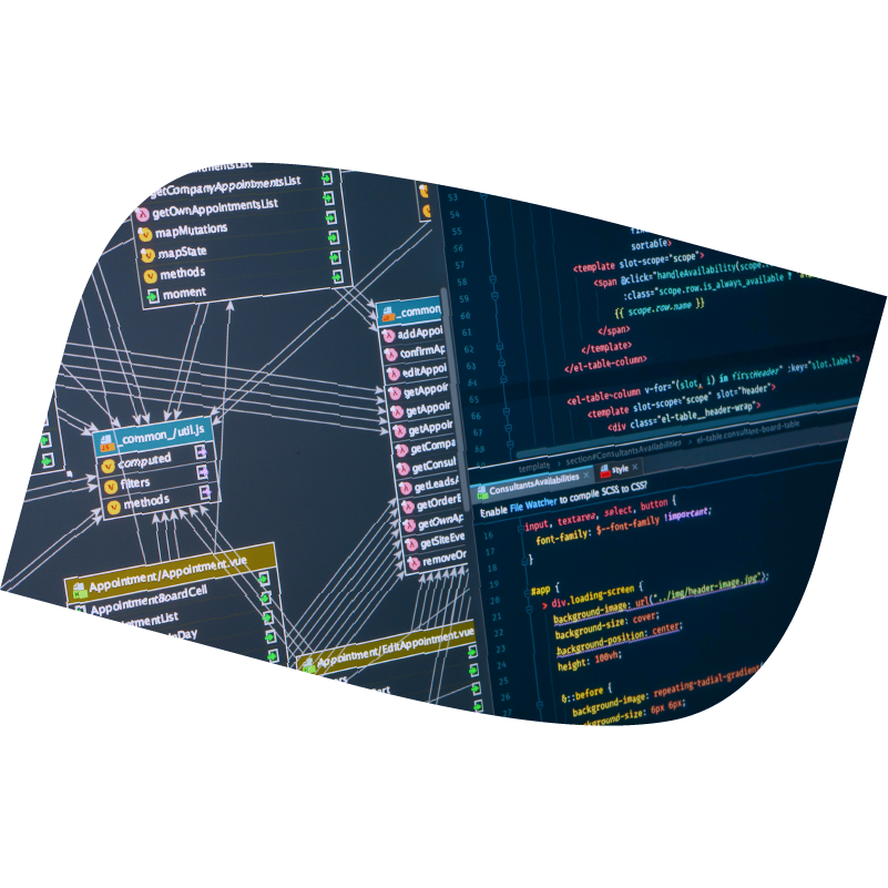 Computer screen showing back-end of cloud computing