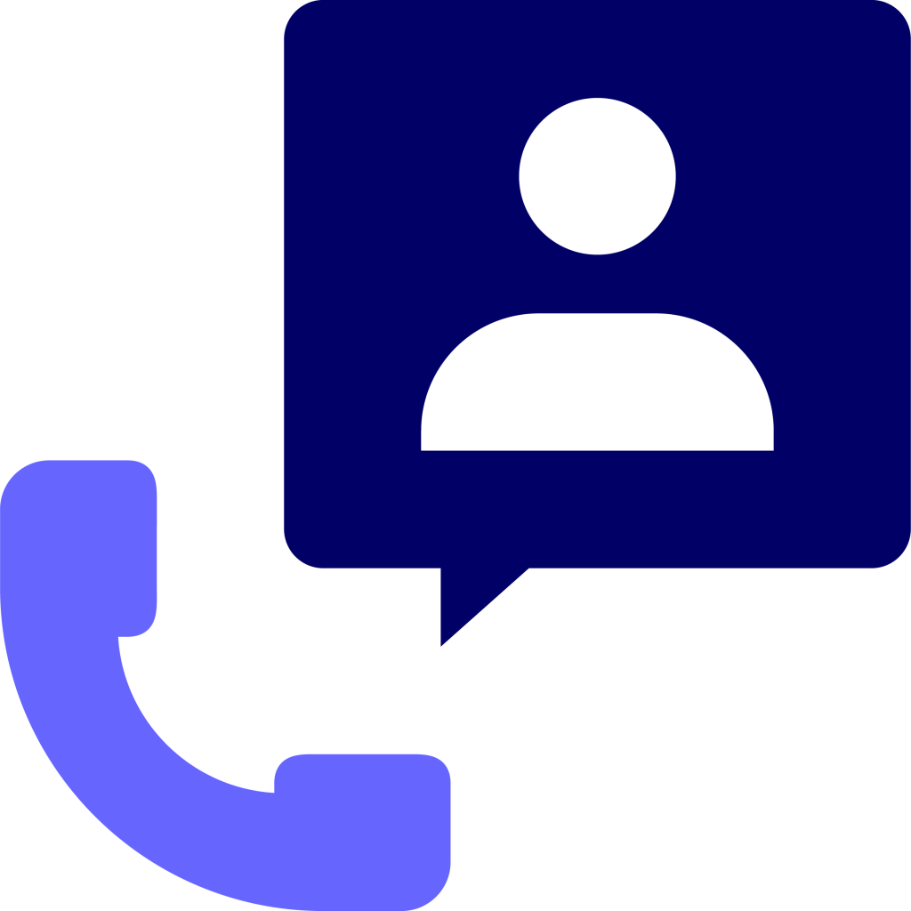 Icon of a person’s head and shoulders and a phone