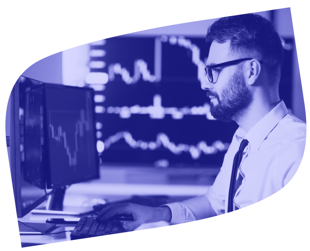 Male investor using the computer